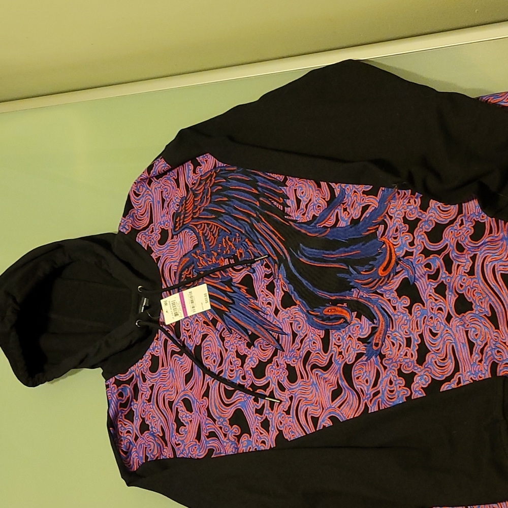 Mens INC (Macy's brand) "Rising Phoenix" hoodie! 2XL, black and purple 💜!